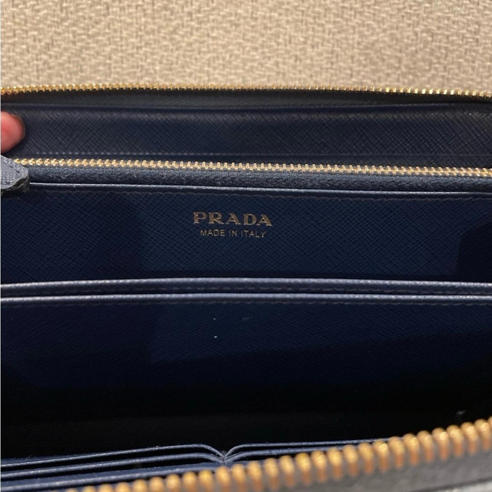 Prada bow Leather blue long wallet full zippy - Picture 7 of 12